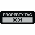 Lustre-Cal Property ID Label PROPERTY TAG5 Alum Black 2in x 0.75in  Serialized 0001-0100, 100PK 253740Ma1K0001